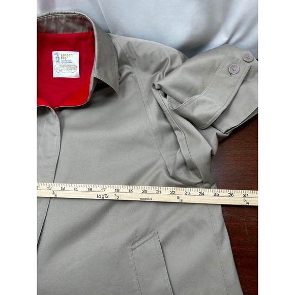 London Fog‎ Vintage Swing Coat Womens 14 Red Lined Classic Trench Parisian Style - Picture 9 of 11